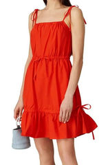 Chinti & Parker Red Tie Waist Dress‎ Tie Strap Ruffle Hem Casual Sundress US 10 Photo 0