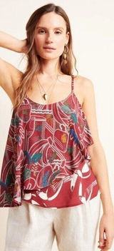Anthropologie x Farm Rio Benita Cami Blouse Size S Toucans & Palm Pattern‎ Photo 0