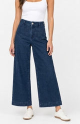 Maeve Anthropologie The Colette Wide Leg High Rise Jeans Indigo Blue Size 25T Photo 0