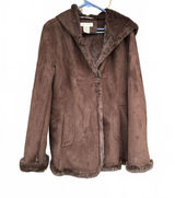 Jones New York Faux Sport Suede Brown Coat with Plush Lining Large Photo 0