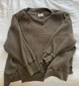 American Eagle Waffle Knit V-Neck Oversized Sweater Photo 0