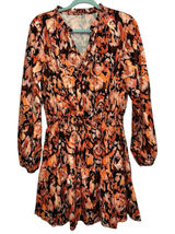 Cupshe Floral Mini Dress Large NWT Long Sleeve Smocked Waist Boho Dress‎ Photo 0