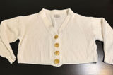 Urban Outfitters Womens Small Cream Ribbed Knit Cropped Button Front Cardigan Photo 0