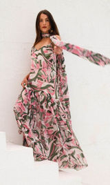 Show Me Your Mumu Dalia Maxi Dress Size M with scarf flamingo palms floral nwot Photo 0