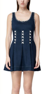 Simkhai NEW Londen Lace-Up Tank Mini Dress‎ Midnight Large Jonathan Simkhai Photo 0
