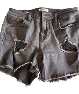 Vigoss Marley Distressed Denim Shorts Faded Black Frayed Hem Size 26 Photo 0