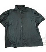 Quince Dark Green Silk Blend Button-Up Blouse XL Photo 0