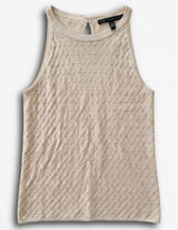 White House Black Market Cream Diamond Textured Knit Halter Tank Top XS Photo 0