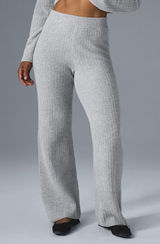 Alo Yoga cashmere high waist plush waffle athletic Heather grey pants Size XS Photo 0