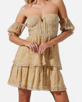 ASTR autumn wedding guest Yellow Floral Mini Dress XS | Coquette Romantic Photo 0