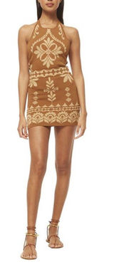 MISA Los Angeles Leni Knit Mini Skirt XS Brown Cream NWT Photo 0