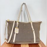 Pre-Owned Prada Beige/Brown Jacquard Logo Canvas‎ And Leather Top Handle Photo 0