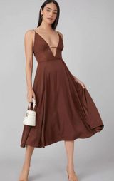 Viscose Plunging Neck Slip Dress Photo 0