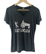 Jericho Bamboo Eat Locals Graphic Tee Large Gray Sustainable Farm Girl Foodie Photo 0