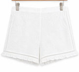 J.O.A Los‎ Angeles White Eyelet Lace Shorts High Waist Ruffle Hem Retro Feminine Photo 0