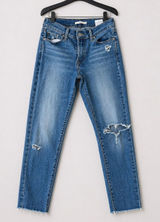 Levi’s Womens Curvy Skinny Jeans Size 29 Distressed Raw Hem Stretch Blue Denim Photo 0