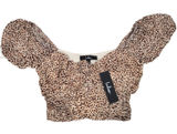 Lulus Fiercely In Love‎ Leopard Print Tie Front Crop Top XS Beige Black Photo 0