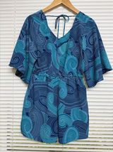 Manuhealii Manuheali’i Teal Blue Swirly‎ Hawaiian Romper Luau Graduation Retro Photo 0