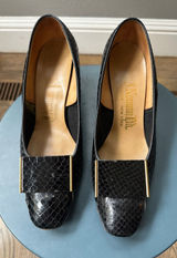 J. Norman LTD Snakeskin Pumps Block Heel Classic Party Career Shoes 6.5M‎ Photo 0