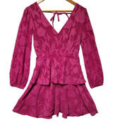 NWT Pink Floral Tiered Mini Dress Wedding Guest Easter Party Long Sleeve Size‎ S Photo 0