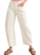 Free People We The Free Good Luck Mid-Rise Barrel Jean Denim Relaxed Milk 26 Photo 0