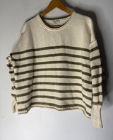 Madewell Conway roll neck pullover‎ sweater cream green stripe medium Photo 0