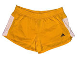 yellow Adidas athletic shorts white side panels black logo women’s medium Photo 0