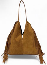 Divina Firenze Fringe Suede Leather Hobo Bag Southwestern Festival Boho Photo 0