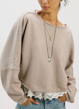 NWT Free People We The Free To The East Pullover - Chateau Grey - medium Photo 0