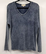 Cloth & Stone Anthropologie Top Blue Knit V-Neck Dolman Long Sleeve Womens Small Photo 0