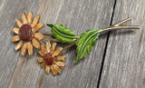 VTG Lisner Enamel Sunflower Brooch Gold Tone Daisy Floral Pin Autumn Harvest Photo 0