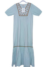 Ex Voto Embroidered Maxi Dress SMALL Hayes in Whispering Blue NEW NWT Photo 0