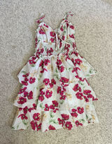 Floral Mini Dress Ruffle Cut Out Photo 0