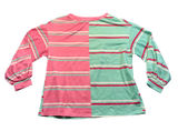 Womens Pink Mint Green Striped Colorblock Long Sleeve Shirt Top Pastel‎ SZ Small Photo 0