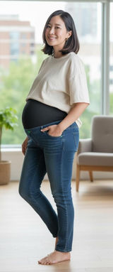 Women's Size Medium Maternity Jeans Slim Fit Dark Wash Casual Photo 0