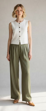 Minimalist Quiet Luxury White Button-Front Knit Vest Sweater Shell New M Photo 0