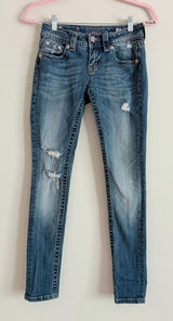 Miss Me Signature Skinny Jeans Size 25 Distressed Stretch Denim Photo 0