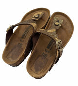 Birkenstock Gizeh Metallic Gold Splatter Leather Thong Sandals Brown EU 37 US 6 Photo 0