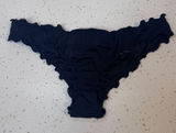 Shade & Shore Womens Black Ruched Cheeky Back Lettuce Edge Bikini Bottom Small S Photo 0