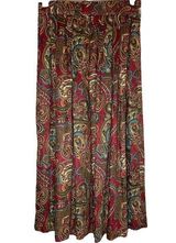 Vintage Orvis Maxi Skirt Pleated USA Whimsigoth Paisley Elastic Waist Red 10 28" Photo 0