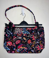 Vera Bradley Black Quilted Tote with Pink, Purple and Blue Floral Print Photo 0