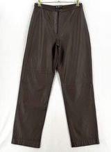 MixIt Vintage Brown Genuine Leather Pants Women 12 High Rise Straight Leg 90s Photo 0