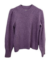 Faherty Sweater Womens Medium Purple Merino Wool Alpaca Puff Shoulder Knit Top Photo 0