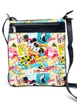 Disney Parks Mickey & Friends Crossbody Bag Retro Collage Print Adjustable Zip Photo 0