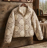Altar'd State Cream Bandana-Print Quilted Puffer Jacket Photo 0