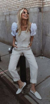 WeWoreWhat Basic Overalls Jumpsuit Off White Linen Classic Blogger Favourite‎ Photo 0