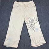 Disney 100 Sweatpants Size 2XL Mickey‎ Mouse Embroidered Lounge Wear Ivory Cream Photo 0
