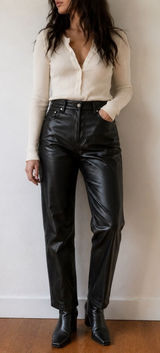 Wilfred Black Melina Faux Leather Pants High Waisted Size 6 Minimalist Edgy Photo 0