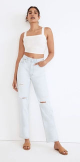 Madewell Perfect Vintage Straight Jeans Pearse‎ Wash Destructed NWT Size 25 (0) Photo 0