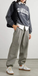 Anine Bing Karter Sweatpants Gray Women's S Cotton Fleece Relaxed Logo Slouchy Photo 0